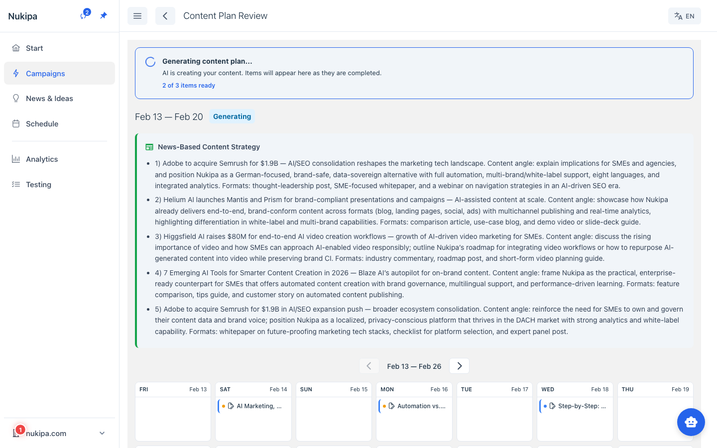 Piani di contenuto in autopilota