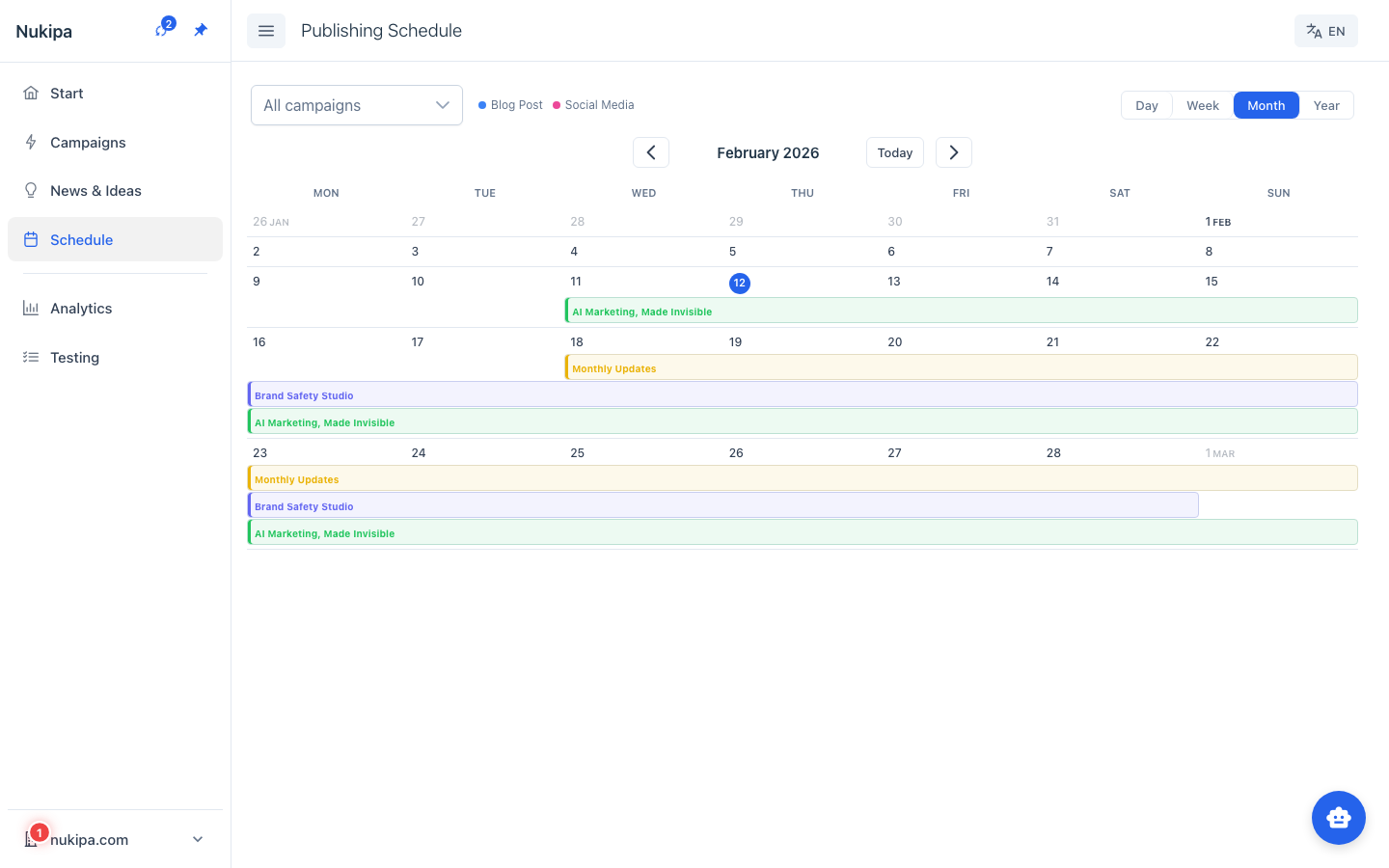 Tutti i tuoi contenuti in un calendario